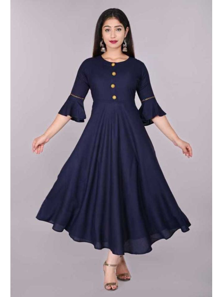     			Smien Viscose Blend Solid Anarkali Women's Kurti - Navy ( Pack of 1 )