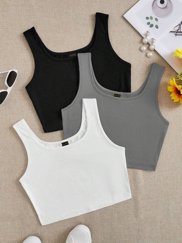     			TOOCHKI Grey Polyester Women's Crop Top ( Pack of 3 )