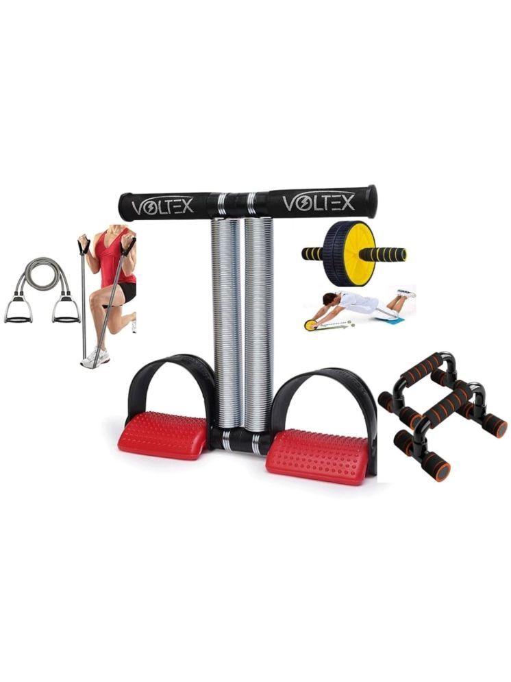     			VOLTEX Double Spring Tummy Trimmer, Double Wheel Ab Roller, Pushup Bar and Double Toning Resistance Tube Home Gym Exercise