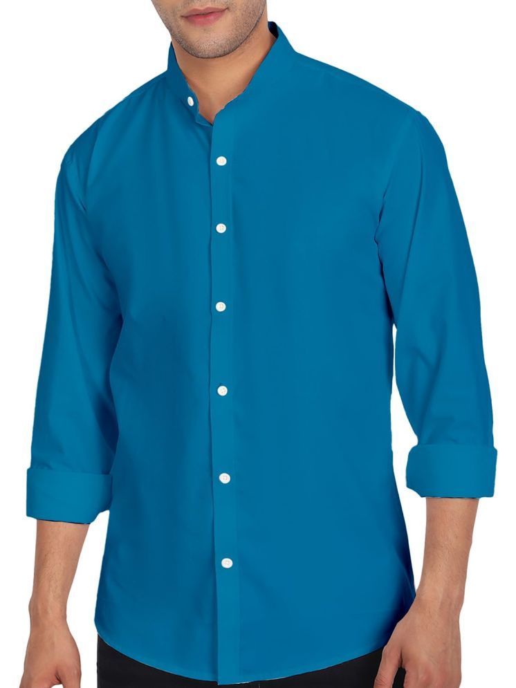     			Vida Loca Cotton Blend Slim Fit Solids Full Sleeves Men's Casual Shirt - Turquoise  ( Pack of 1 )