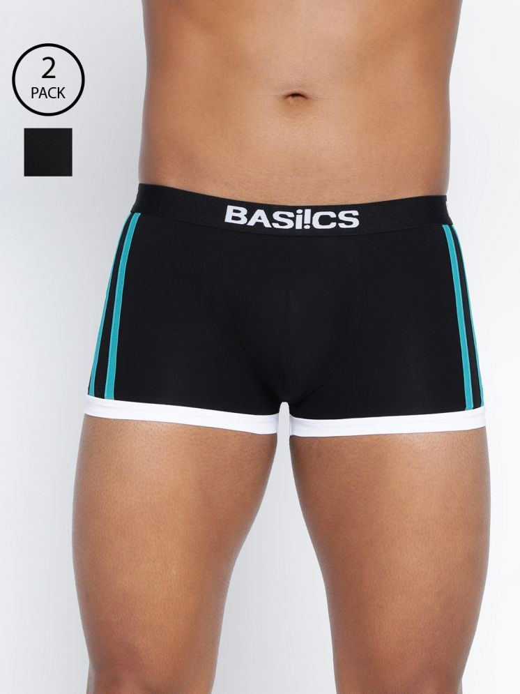     			BASIICS By La Intimo Pack of 2 Cotton Blend Trunks For Men's ( Black )