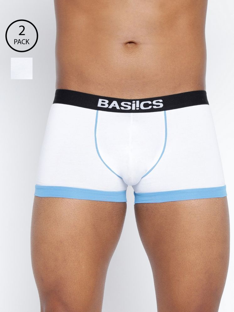     			BASIICS By La Intimo Pack of 2 Cotton Blend Men's Trunks ( White )