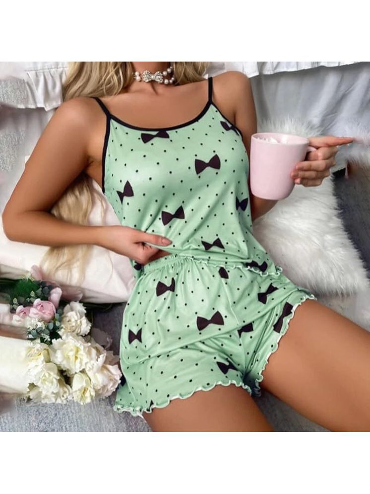     			YUZU Green Cotton Blend Women's Nightwear Nightsuit Sets ( Pack of 1 )