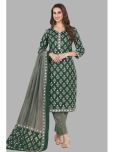 shree jeenmata collection Cotton Printed Kurti With Pants Women's Stitched Salwar Suit - Green ( Pack of 1 )