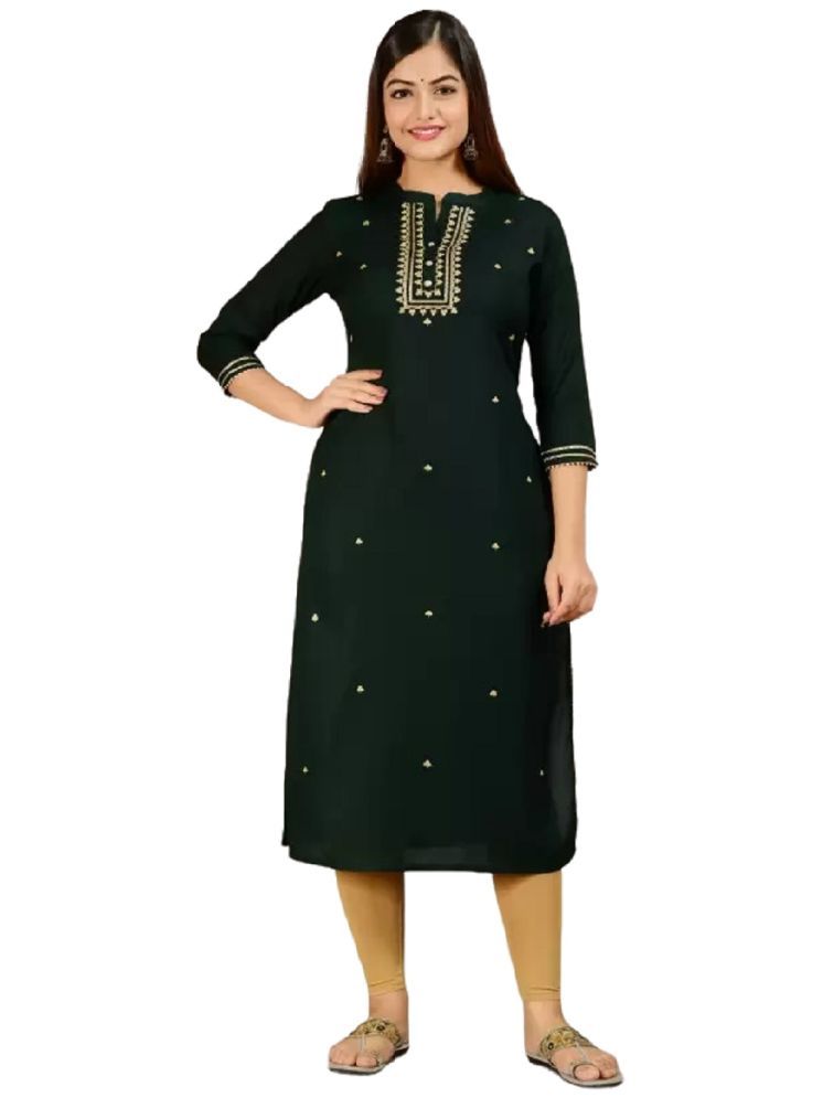     			CHICITY Rayon Embellished Straight Women's Kurti - Green ( Pack of 1 )