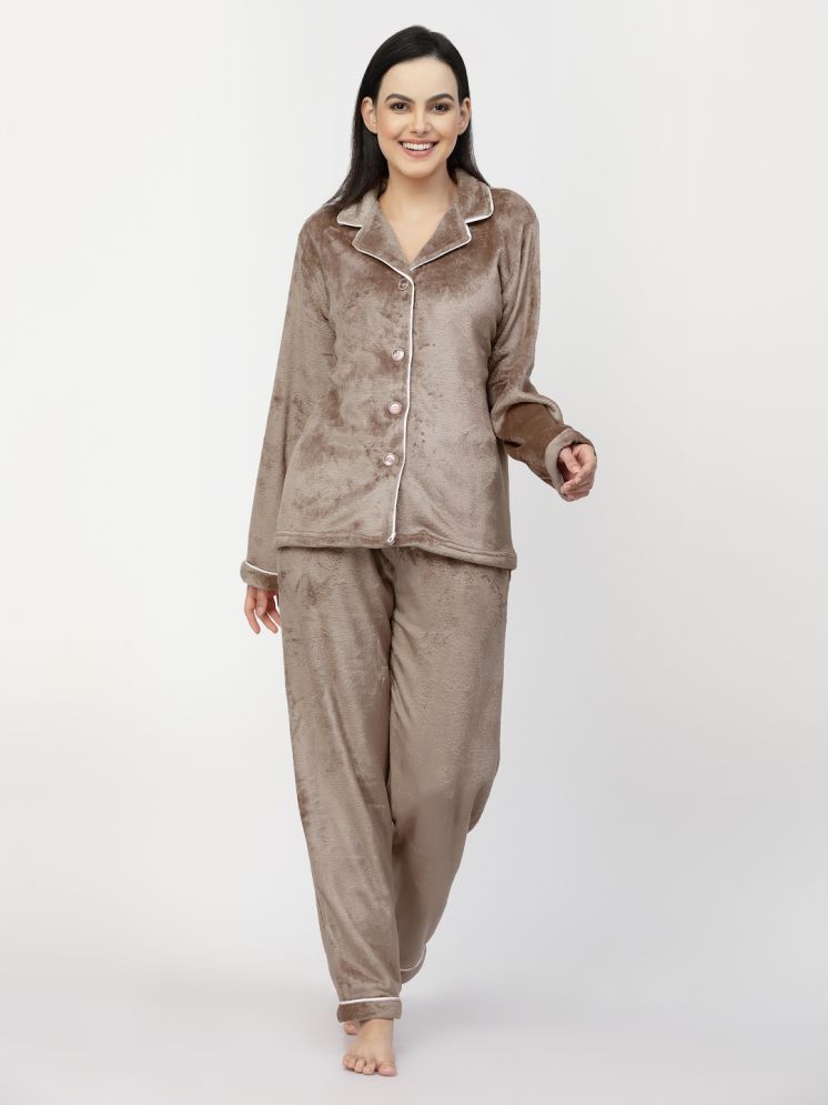     			Klotthe Brown Woollen Women's Nightwear Nightsuit Sets ( Pack of 1 )