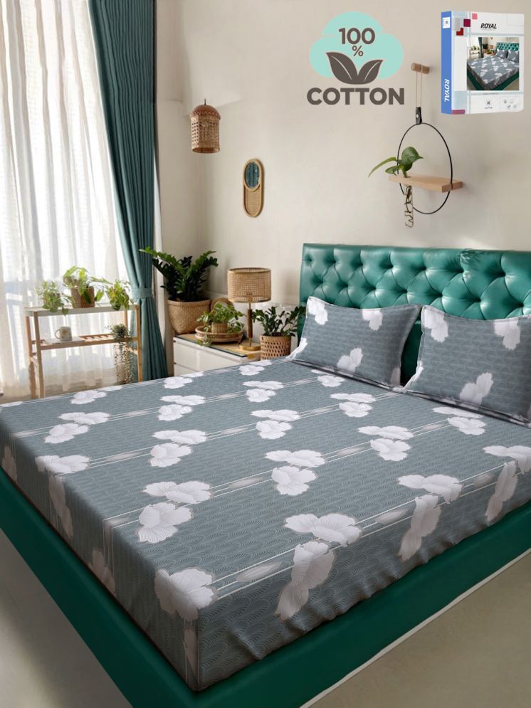     			Klotthe Cotton 1 Double Bedsheet with 2 Pillow Covers ( Grey )