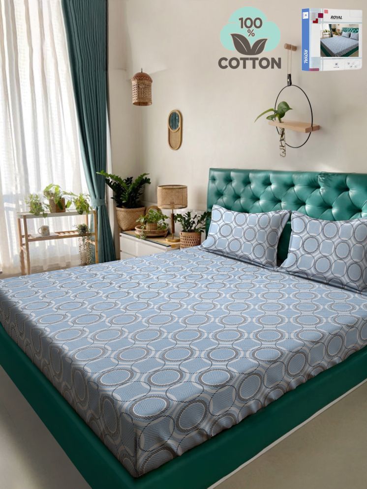     			Klotthe Cotton 1 Double Bedsheet with 2 Pillow Covers ( Blue )