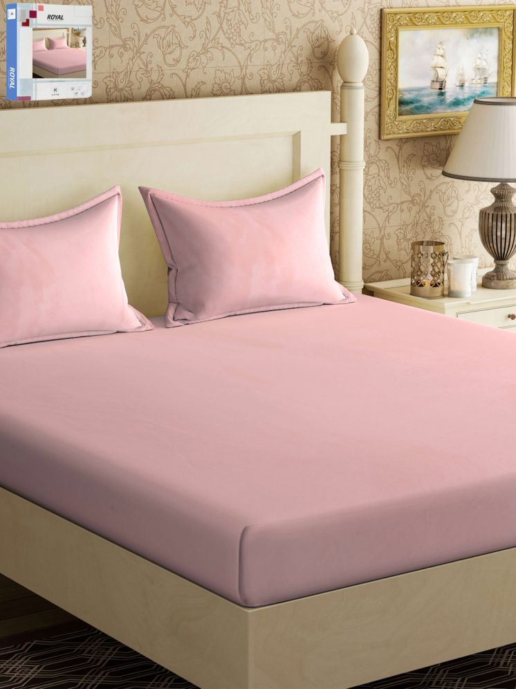     			Klotthe Poly Cotton Solid 1 Double with 2 Pillow Covers - Pink