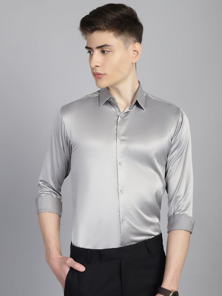     			MAJESTIC MAN Polyester Slim Fit Full Sleeves Men's Formal Shirt - Grey ( Pack of 1 )