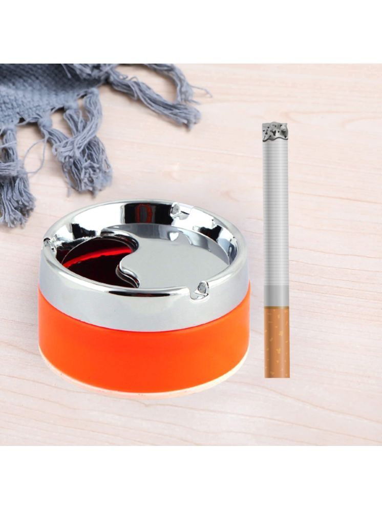     			Mannat Ashtray chrome Finish Stainless Steel Windproof Ashtray with Rotating Lid Head For Cigarette,Cigar for Home,Office and car(multi,Color Send As per Availability)