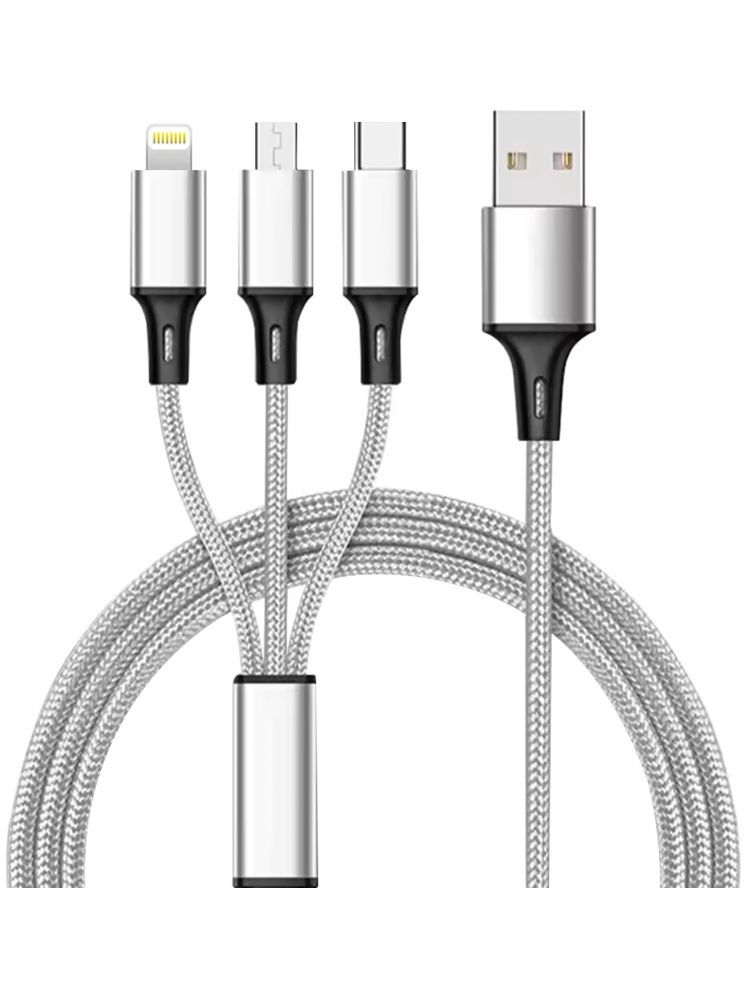     			Retailstore 1m Data Cables 3 in1 3A Fast Charging - Silver