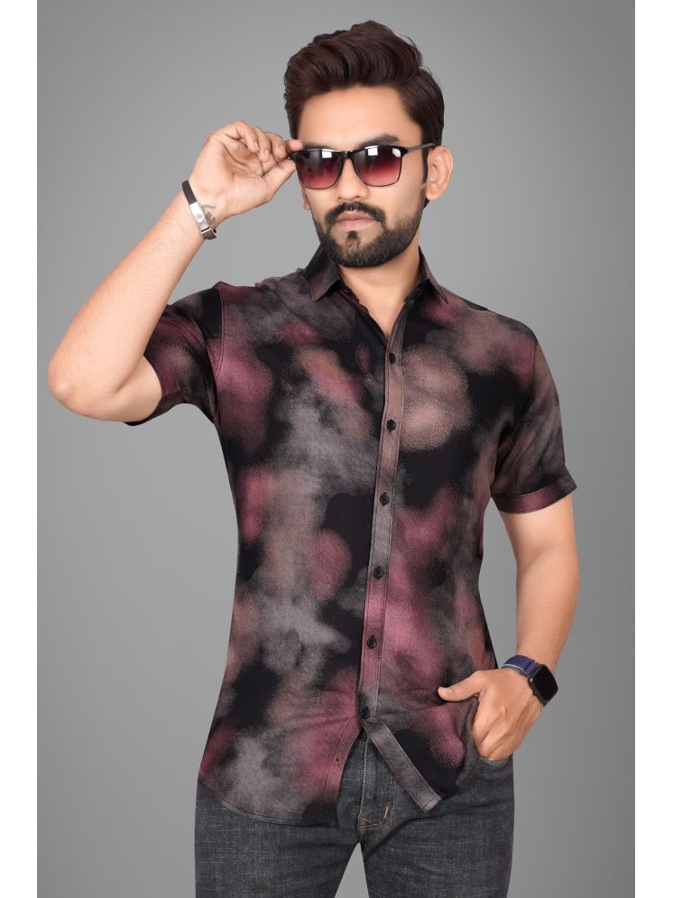     			SUR-T Viscose Regular Fit Printed Half Sleeves Men's Casual Shirt - Black ( Pack of 1 )