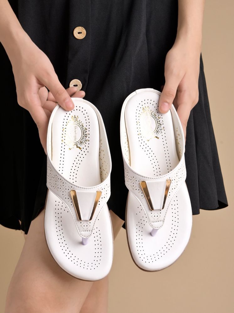     			Shoetopia Comfortable Casual White Flats For Girls