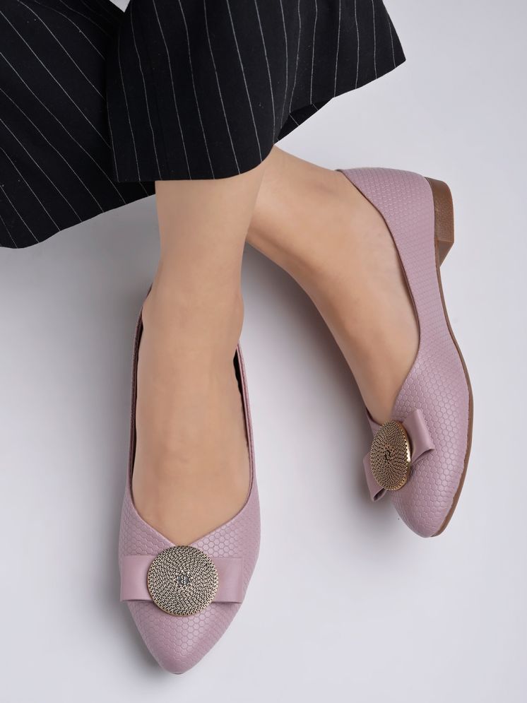     			Shoetopia Oversized Bow Detailed Mauve Bellies For Girls