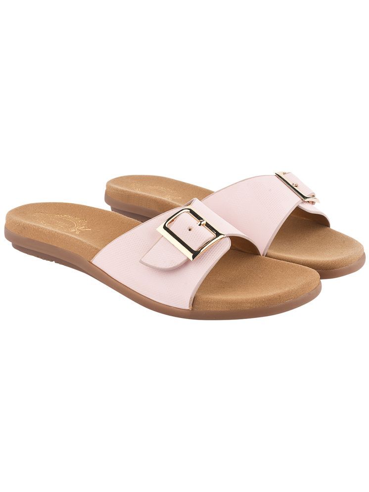     			Shoetopia Stylish Solid Peach Flats For Girls