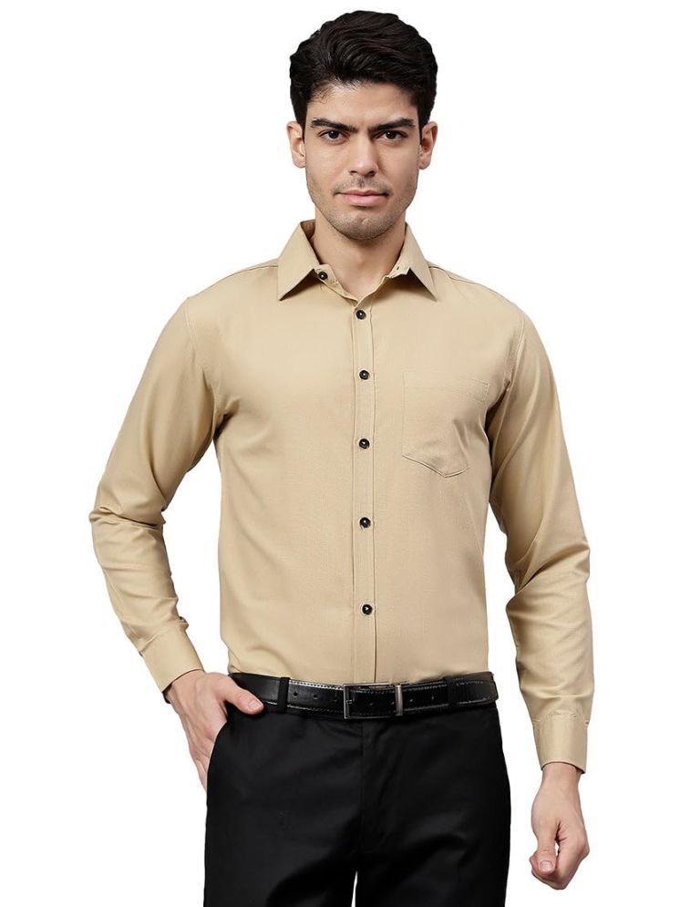     			UNI VIBE Cotton Blend Slim Fit Solids Full Sleeves Men's Casual Shirt - Beige ( Pack of 1 )