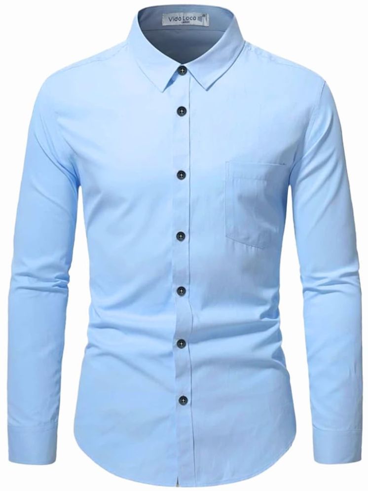     			UNI VIBE Cotton Blend Slim Fit Solids Full Sleeves Men's Casual Shirt - Blue ( Pack of 1 )