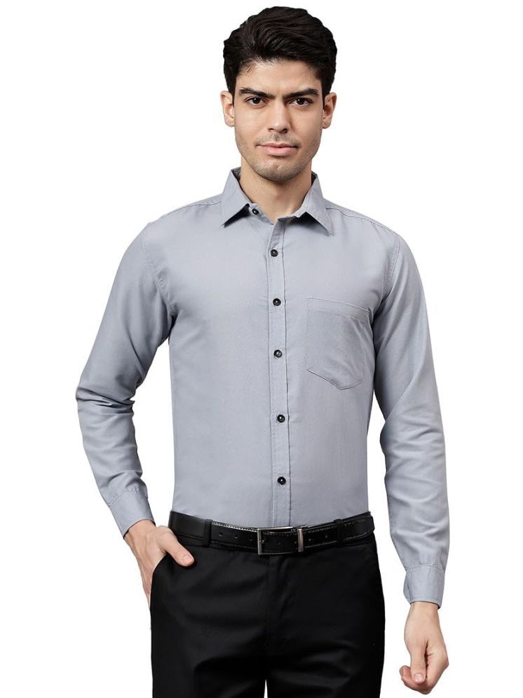     			UNI VIBE Cotton Blend Slim Fit Solids Full Sleeves Men's Casual Shirt - Grey ( Pack of 1 )