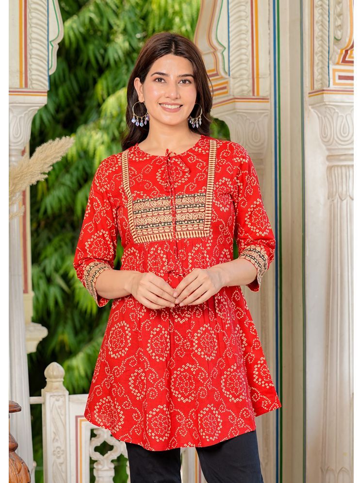     			Yash Gallery Cotton Printed A-line Women's Kurti - Red ( Pack of 1 )