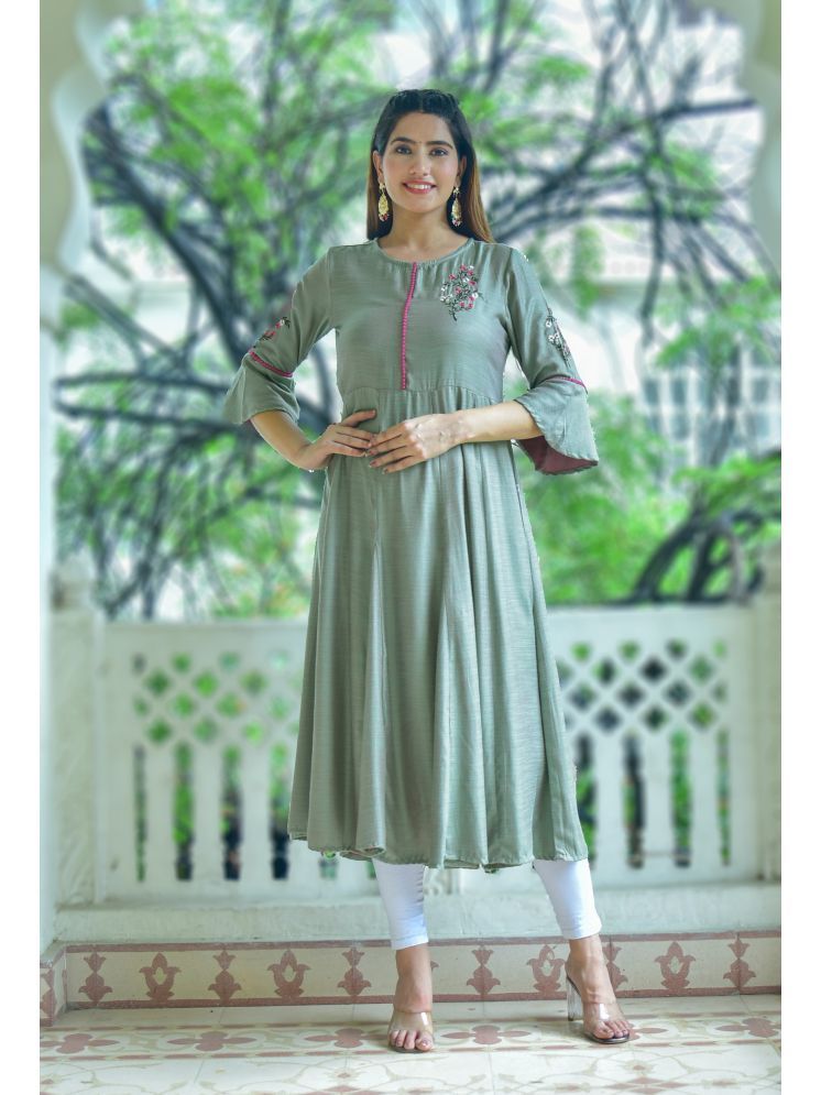     			Yash Gallery Polyester Embroidered Anarkali Women's Kurti - Green ( Pack of 1 )