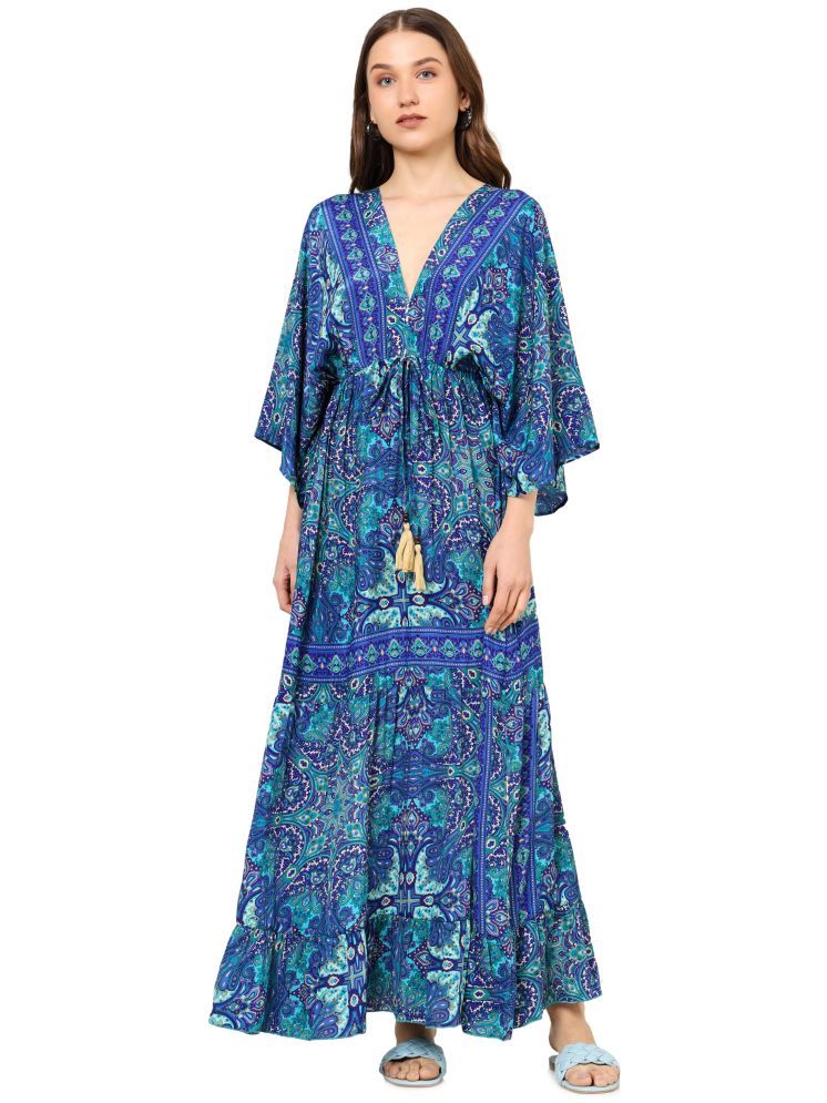     			Akiko Polyester Printed Full Length Women's Gown - Blue ( Pack of 1 )