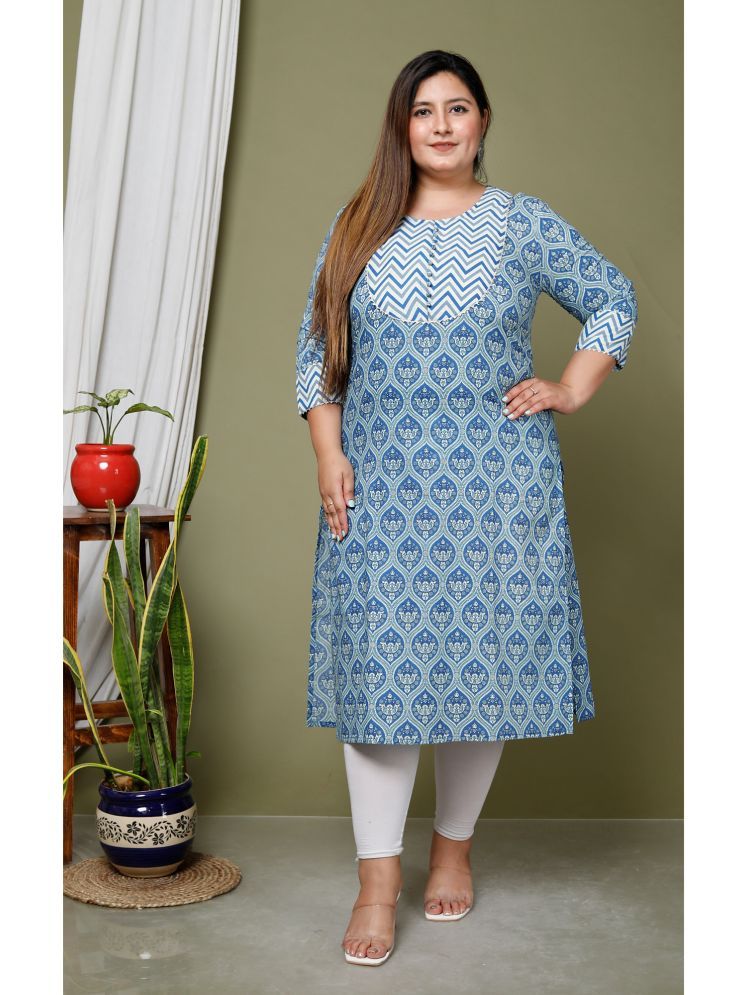     			Avnii Cotton Printed Straight Women's Kurti - Blue ( Pack of 1 )