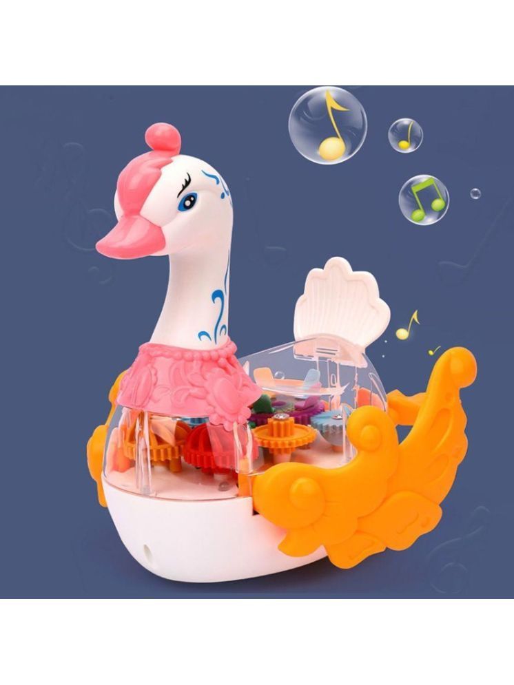     			Bluebell Transparent 3D Swan Toy - Gear Simulation Mechanical 360 Degree Sound and Light Toy for Kids with Gear Technology 3D Light Toy