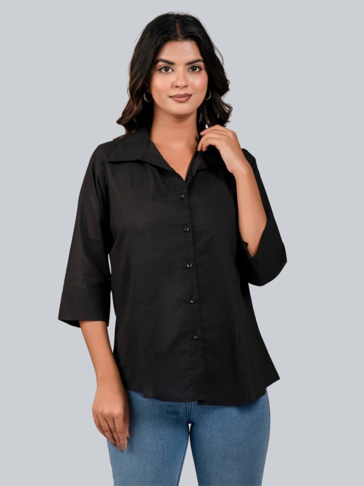     			FABISHO Black Cotton Blend Women's Shirt Style Top ( Pack of 1 )