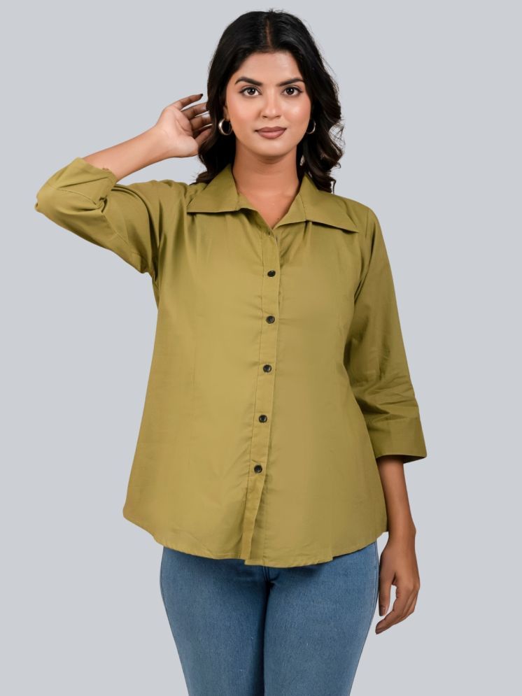     			FABISHO Green Cotton Blend Women's Shirt Style Top ( Pack of 1 )