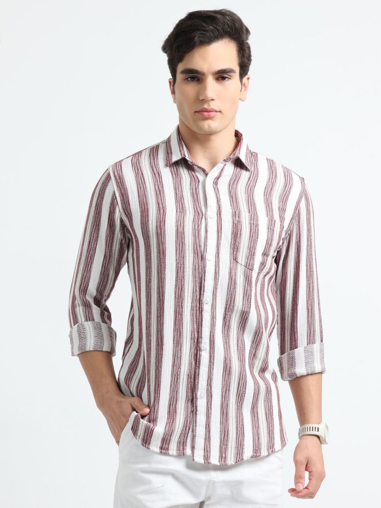     			HETIERS Cotton Blend Regular Fit Striped Full Sleeves Men's Casual Shirt - Red ( Pack of 1 )