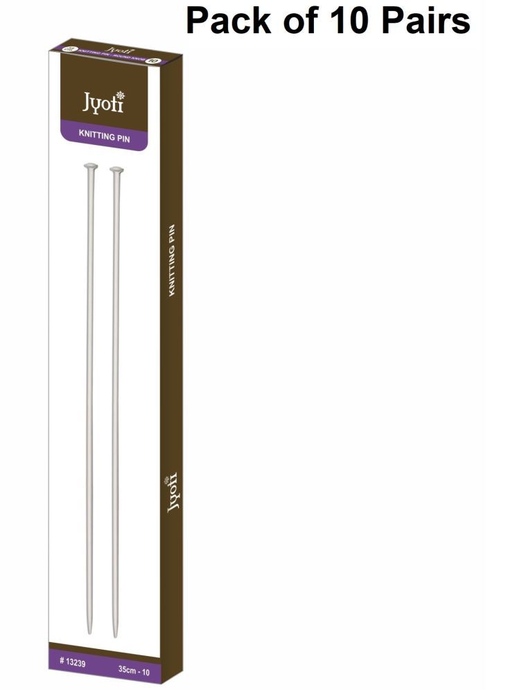     			Jyoti Knitting Pin - Aluminium (10 Pairs of Round Knob of 14 Inches / 35cm of Size 10), Crafting Weaving Pins, Round Blunt Yarn Needles, Used for Sweaters, Scarves, and Woolen Fabrics - Pack of 10 Pairs