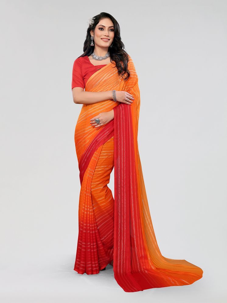     			Kashvi Sarees Satin Printed Saree With Blouse Piece - Red ( Pack of 1 )