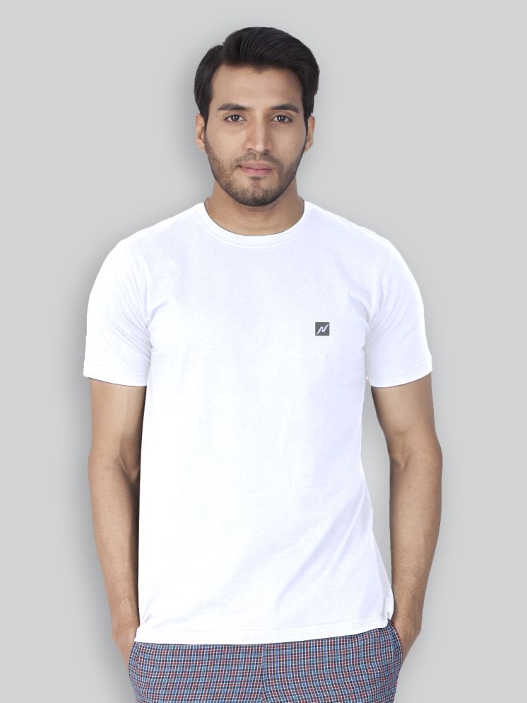     			Lux Nitro Cotton Blend Regular Fit Solid Half Sleeves Men's Round T-Shirt - White ( Pack of 1 )