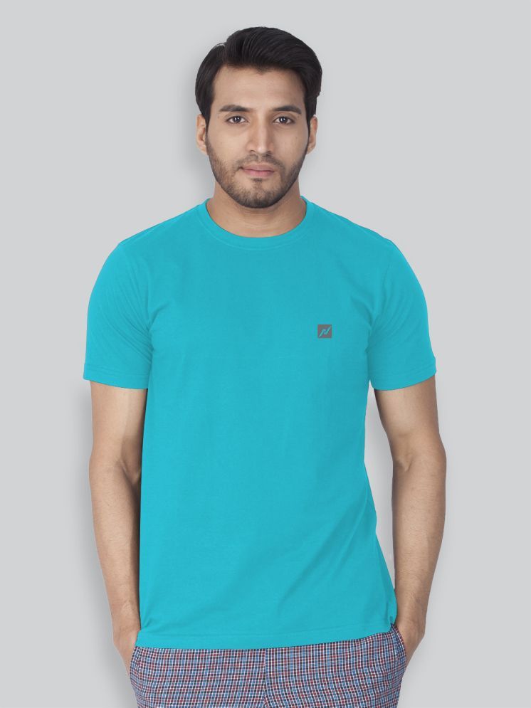     			Lux Nitro Cotton Blend Regular Fit Solid Half Sleeves Men's Round T-Shirt - Teal Blue ( Pack of 1 )