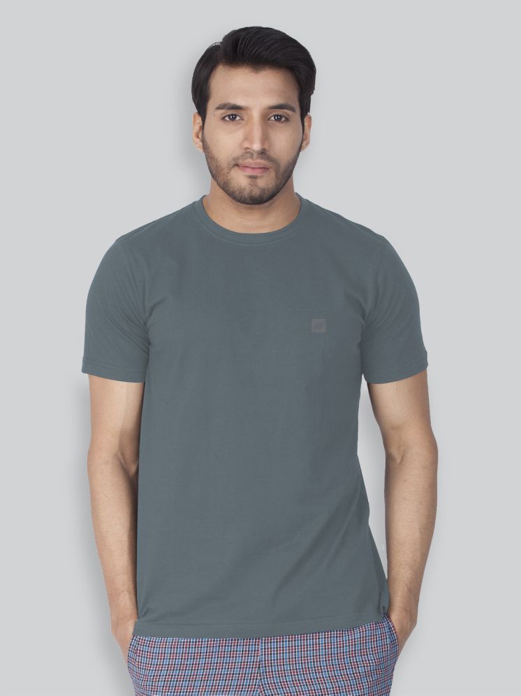     			Lux Nitro Cotton Blend Regular Fit Solid Half Sleeves Men's Round T-Shirt - Grey ( Pack of 1 )