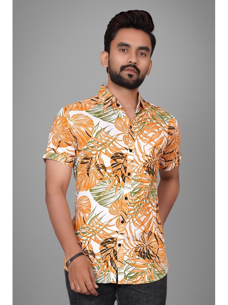     			SUR-T Viscose Regular Fit Printed Half Sleeves Men's Casual Shirt - Orange ( Pack of 1 )