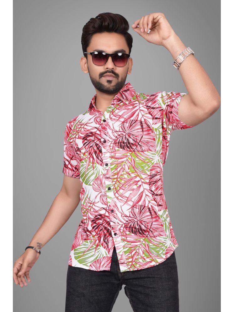     			SUR-T Viscose Regular Fit Printed Half Sleeves Men's Casual Shirt - Pink ( Pack of 1 )