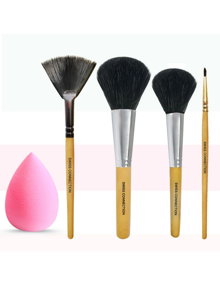     			Swiss Connection Synthetic Foundation Brush,Fan Powder Brush 5 Pcs 100 g