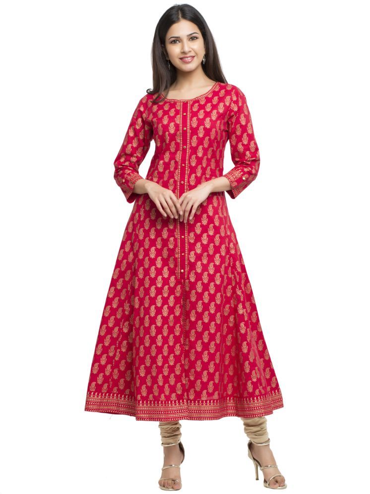     			Yash Gallery Cotton Printed Anarkali Women's Kurti - Red ( Pack of 1 )