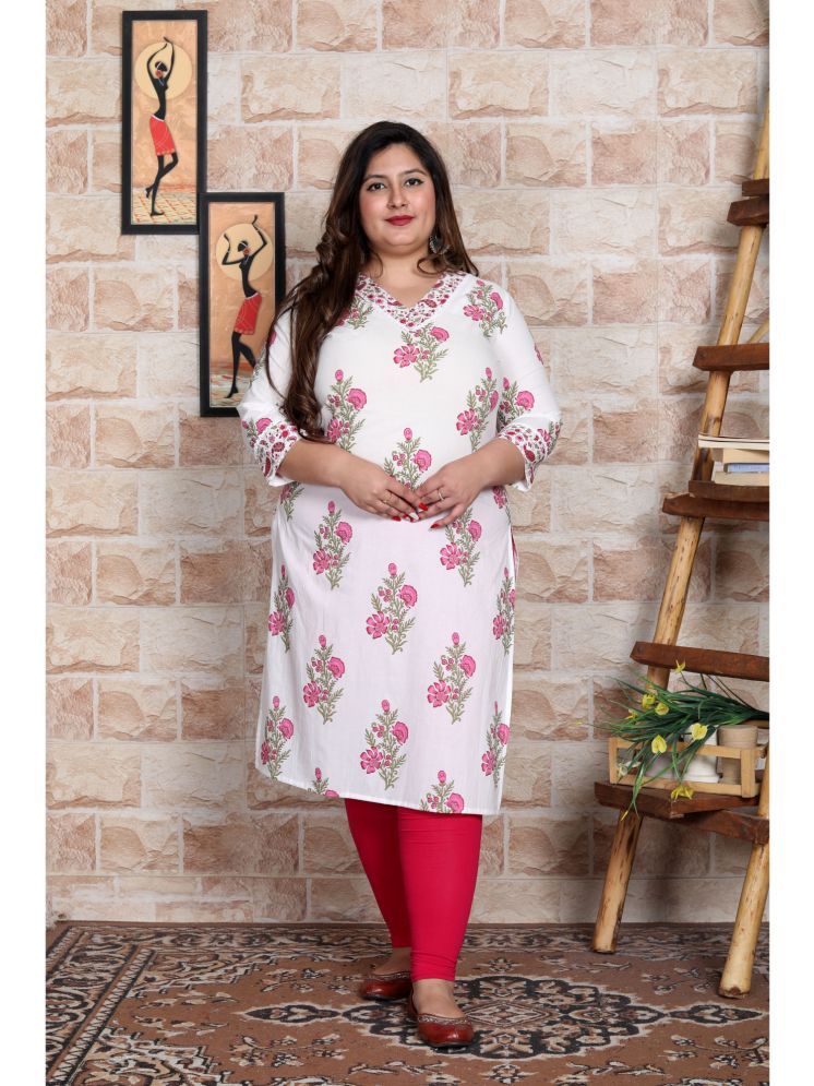     			Avnii Cotton Printed Straight Women's Kurti - Pink ( Pack of 1 )