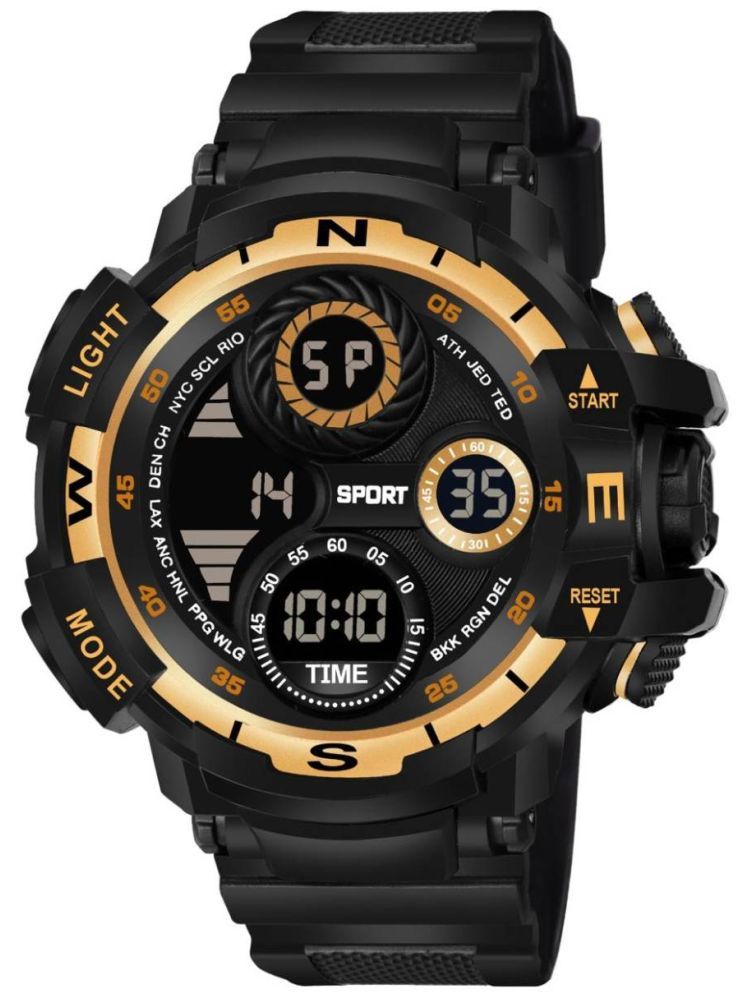     			BANDSMITH Black PU Digital Men's Watch