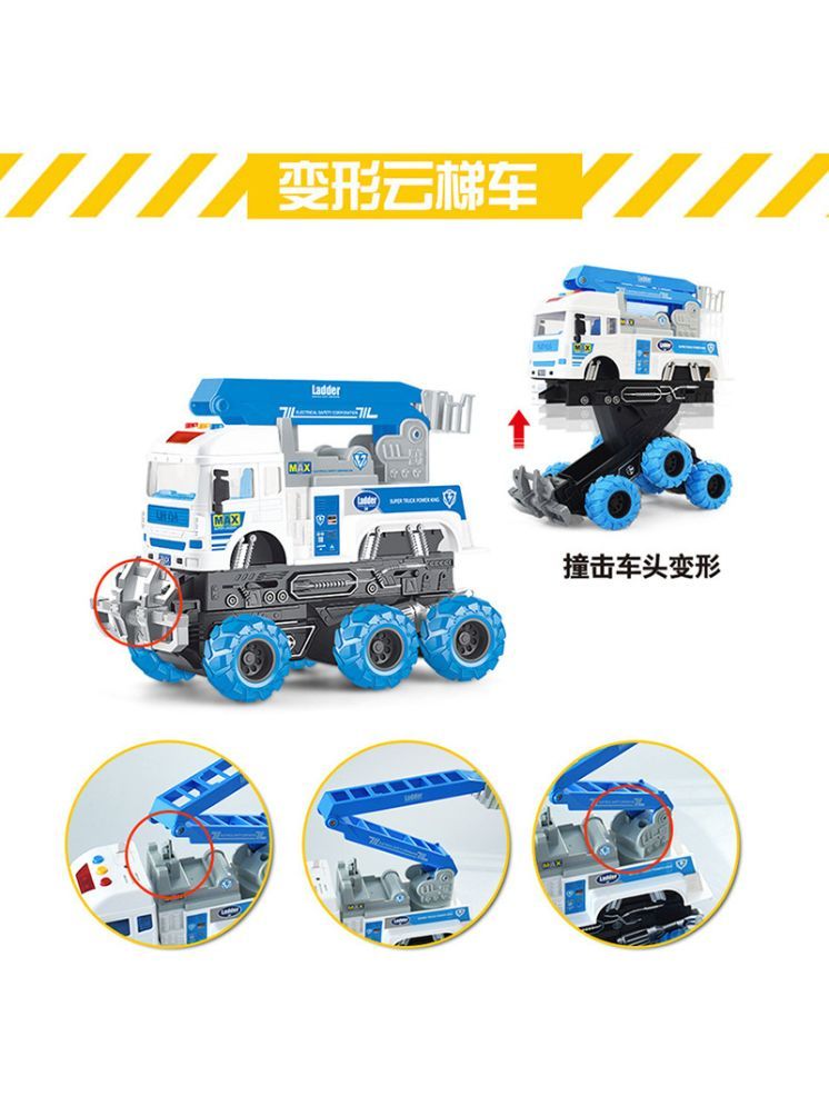     			Bluebell Friction Powered 6x6 Electric Safety Truck with Extension Ladder, Light, Music Pull Back Crane Toy