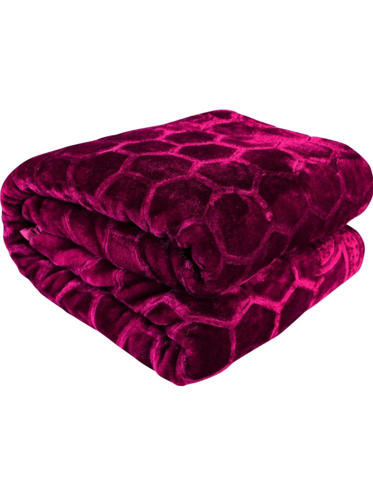     			Cosito Mink Floral Double Bed Blanket ( 220 cm x 215 cm ) - Purple ( Pack of 1 )