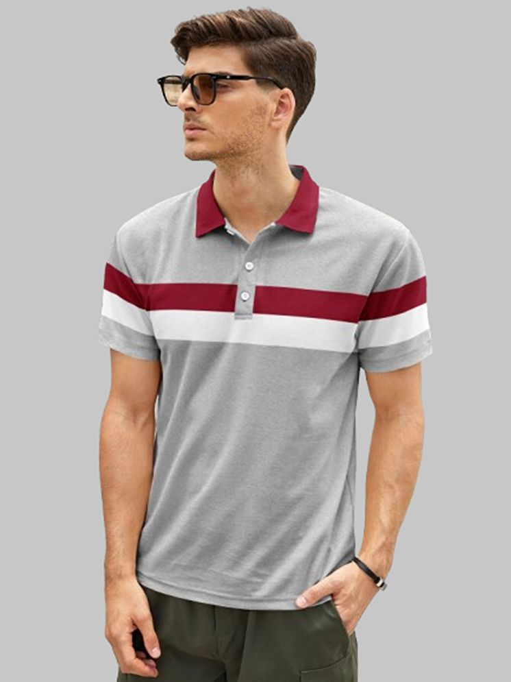     			FIRST POSTION Cotton Blend Regular Fit Striped Half Sleeves Men's Polo T Shirt - Grey ( Pack of 1 )