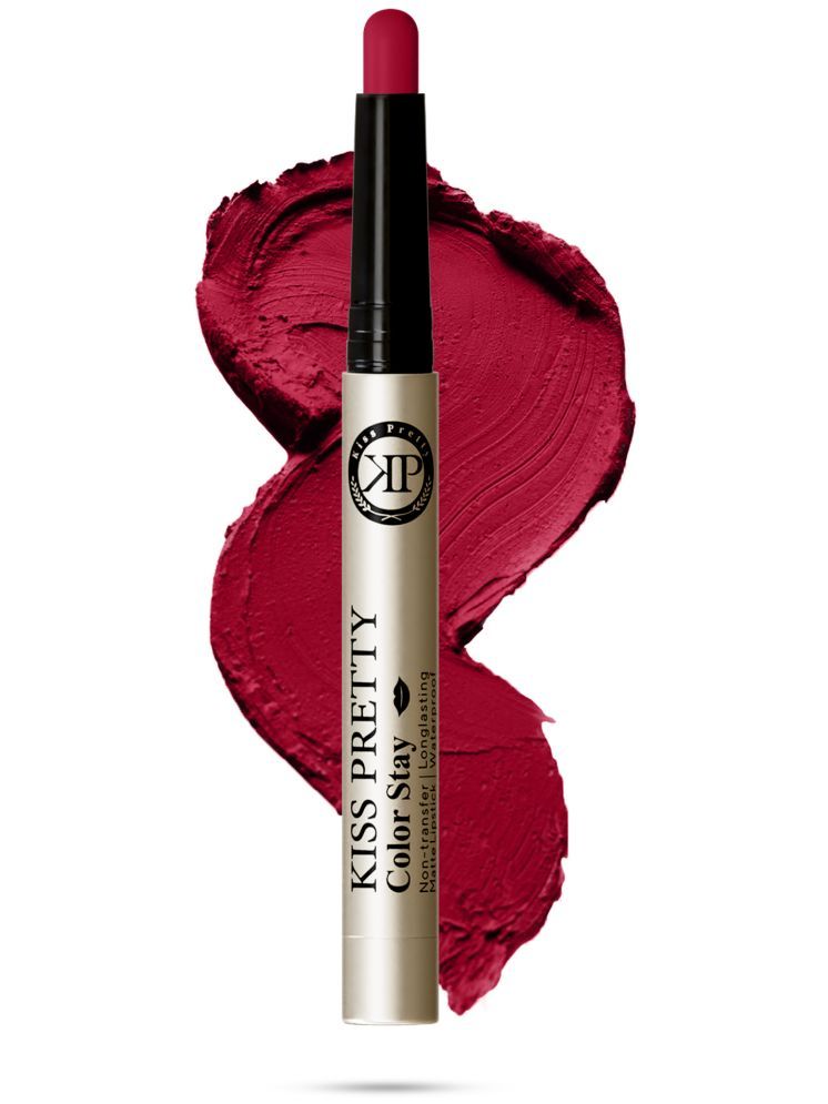     			KISS PRETTY Crimson Red Matte Lipstick 3.5