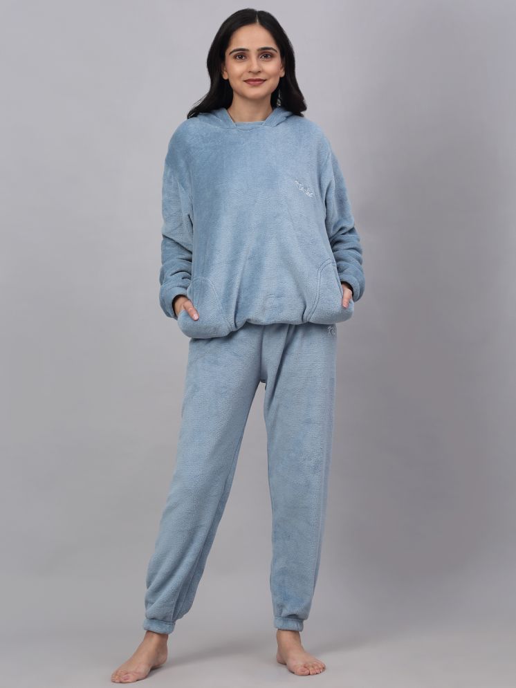     			Klotthe Blue Woollen Women's Nightwear Nightsuit Sets ( Pack of 1 )