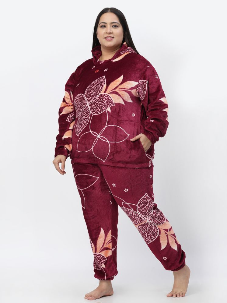     			Klotthe Maroon Woollen Women's Nightwear Nightsuit Sets ( Pack of 1 )