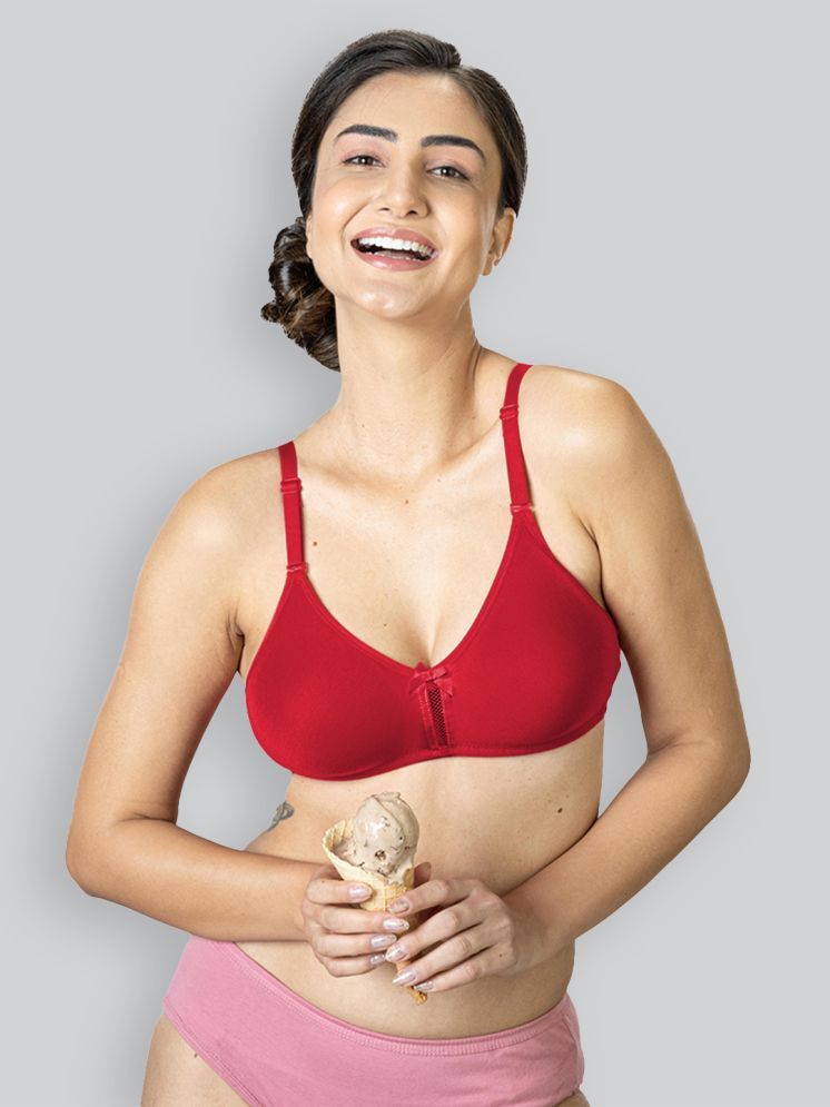     			LYRA Pack of 1 Cotton Non Padded Women's Everyday Bra ( Red ) Flora Mesh Bra 516