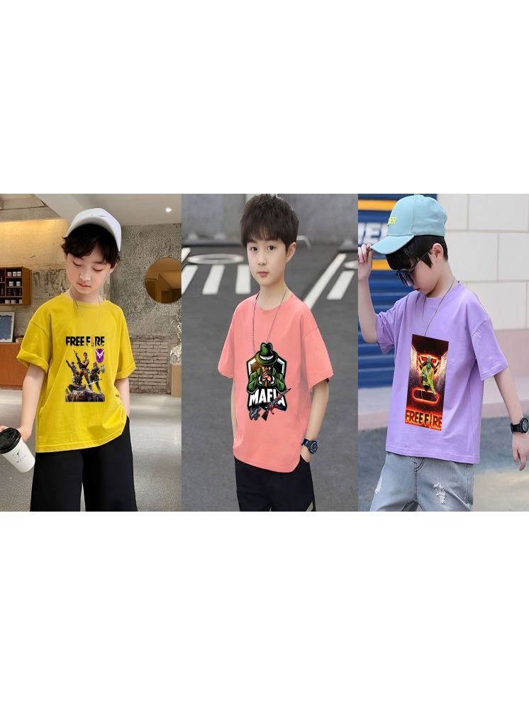     			Lecowar Pack of 3 Boys Polyester T-Shirt ( Multicolor7 )